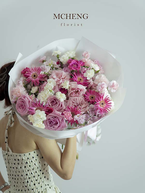 Hoa Bo Hong Ohara Mix Dong Tien Hong Mcheng Florist Long Khanh Mẫu Hoa Bó Hồng Ohara Mix Đồng Tiền Hồng thiết kế ngọt ngào tại Mcheng Florist