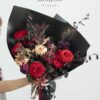 Mẫu Hoa Bó Hồng Đỏ Mix Tone Trầm thiết kế sang trọng tại Mcheng Florist