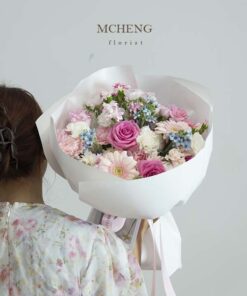Mẫu Hoa Bó Hồng Pastel Mix Sao Xanh thiết kế ngọt ngào tại Mcheng Florist