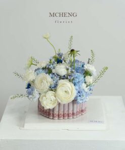 Mẫu Hoa Bánh Kem Bằng Tiền Tone Xanh thiết kế sang trọng và thực tế tại Mcheng Florist