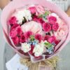 Mẫu Hoa Bó Hồng Pastel Mix Cẩm Chướng Trắng thiết kế ngọt ngào tại Mcheng Florist