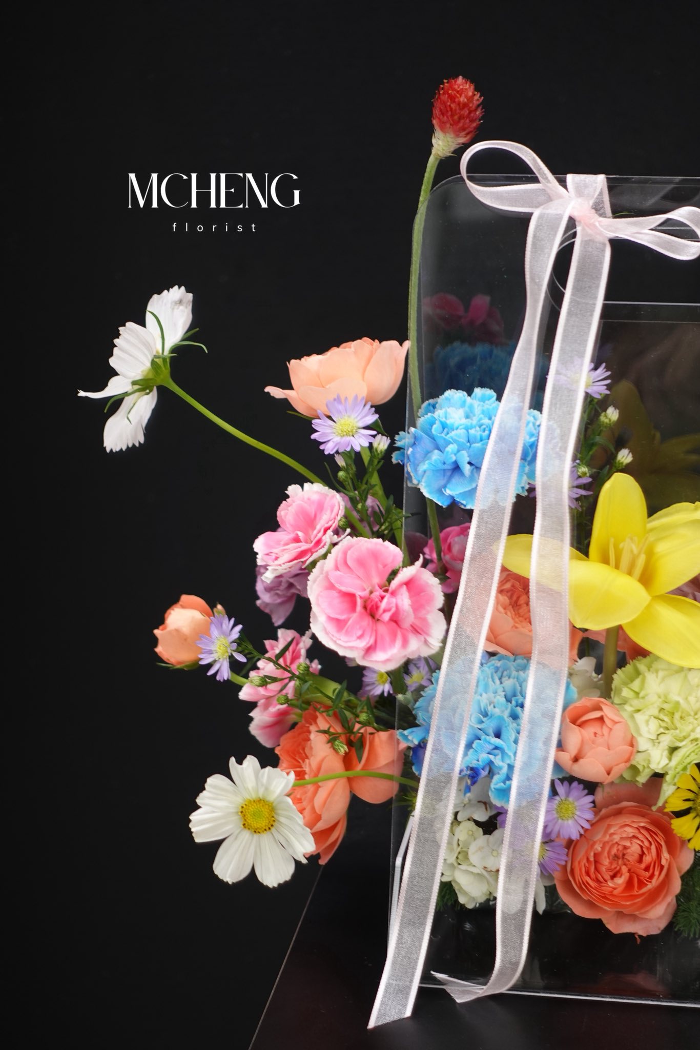 Thuc Te Gio Hoa Mica Mix Da Sac Mcheng Kích thước thực tế giỏ hoa mica túi xách mix đa sắc trên tay khách hàng