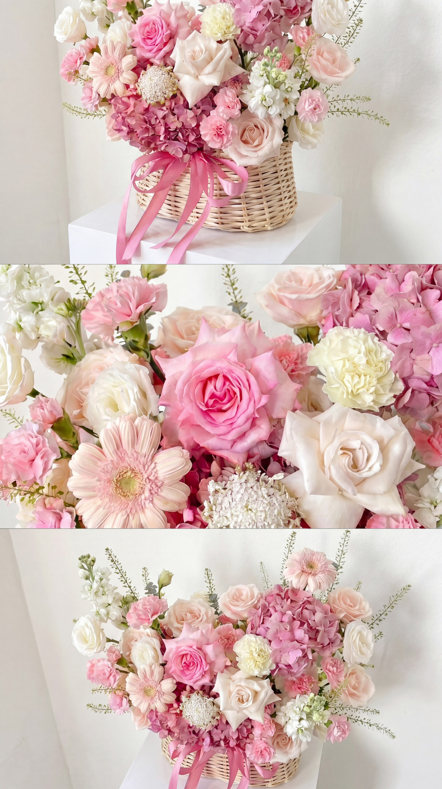 Hinh Anh Thuc Te Gio Hoa Hong Ohara Mix Cam Tu Cau Tim Mcheng Khách hàng cầm trên tay mẫu Giỏ Hoa Hồng Ohara Mix Cẩm Tú Cầu Tím dễ thương tại Long Khánh