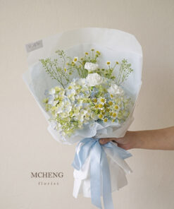 Mẫu Hoa Bó Cẩm Tú Cầu Xanh Mix Cúc Tana thiết kế trong trẻo tại Mcheng Florist