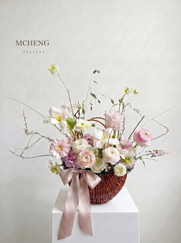 Gio Hoa Mao Luong Phoi Da Lan Huong Mcheng Florist Long Khanh Mẫu Giỏ Hoa Mao Lương Phối Dạ Lan Hương thiết kế lãng mạn dịu mát tại shop hoa tươi Mcheng Florist