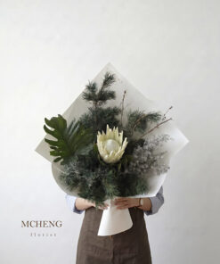 Mẫu Hoa Bó Thảo Đường Trắng thiết kế hoang dã tại Mcheng Florist