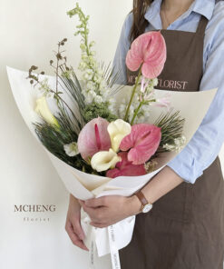 Mẫu Hoa Bó Hồng Môn Mix Calla Lily Trắng thiết kế hiện đại tại Mcheng Florist
