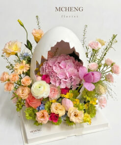 Mẫu Hoa Bánh Kem Quả Trứng Tone Pastel thiết kế ngọt ngào tại Mcheng Florist
