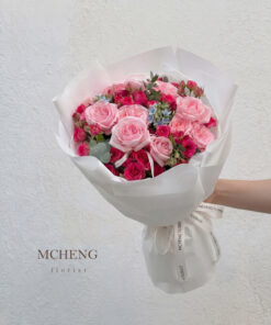 Mẫu Hoa Bó Hồng Ohara Phối Sophia Tone Hồng thiết kế cá tính tại Mcheng Florist
