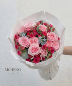 Cận cảnh vẻ đẹp ngọt ngào của mẫu Hoa Bó Hồng Ohara Phối Sophia Tone Hồng